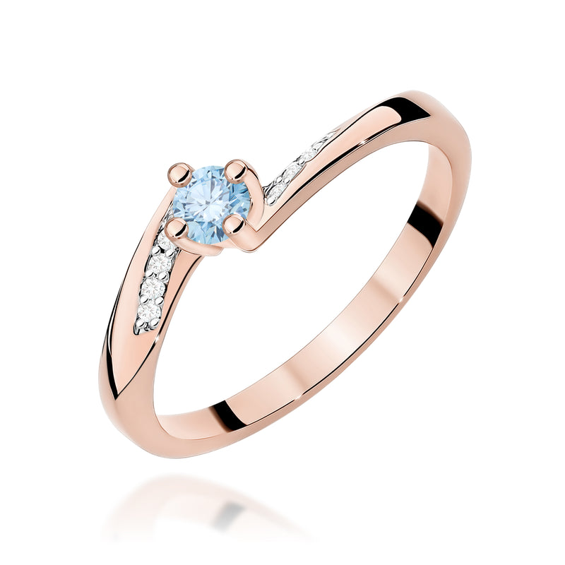 Inel Aur 14K cu Diamante Albastre de Laborator 0.19 ct, imaginea 5 din 12