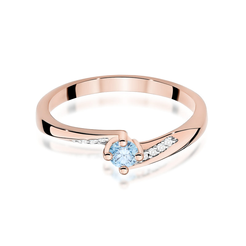 Inel Aur 14K cu Diamante Albastre de Laborator 0.19 ct, imaginea 6 din 12