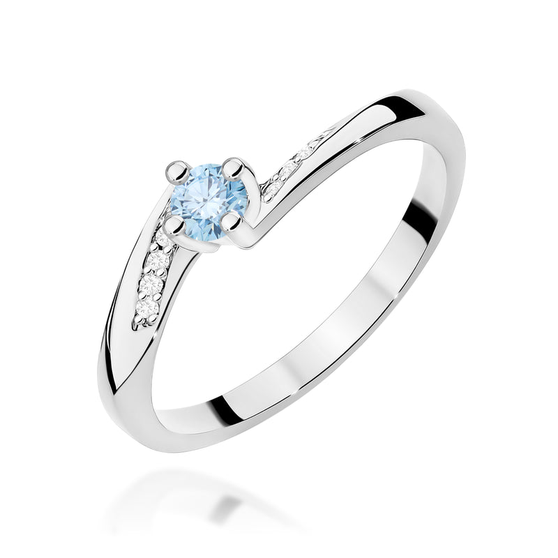 Inel Aur 14K cu Diamante Albastre de Laborator 0.19 ct, imaginea 9 din 12