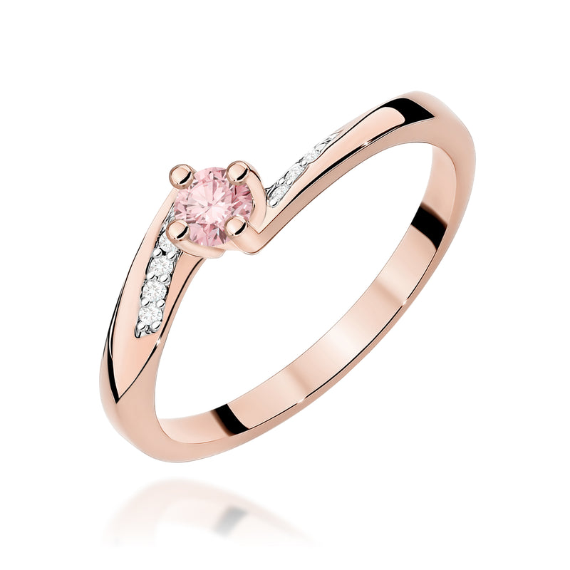 Inel Aur 14K cu Diamante Roz de Laborator 0.19 ct, imaginea 5 din 12
