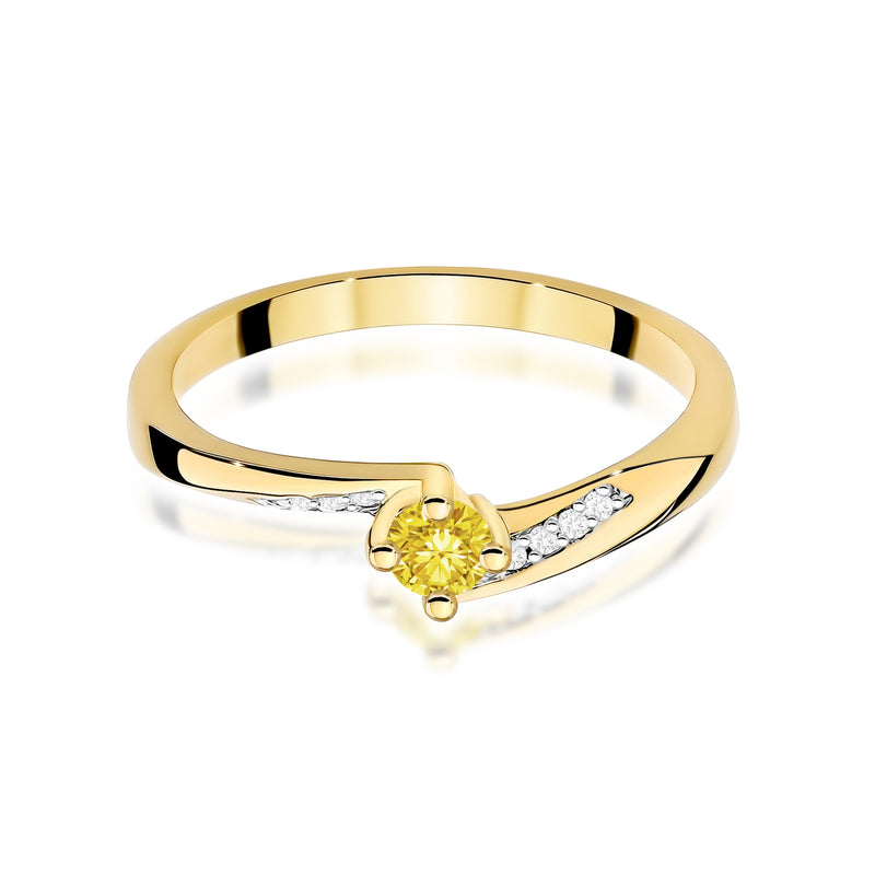 Inel Aur 14K cu Diamante Galbene de Laborator 0.19 ct, imaginea 2 din 12
