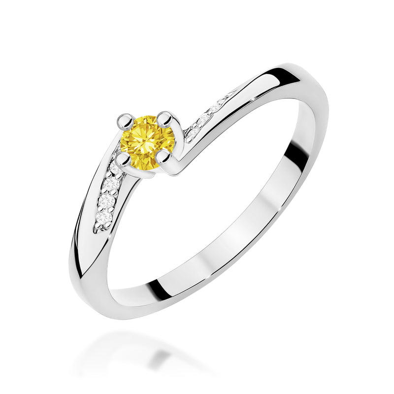 Inel Aur 14K cu Diamante Galbene de Laborator 0.19 ct, imaginea 9 din 12
