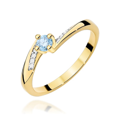 Inel Aur 9K cu Diamante Albastre de Laborator 0.19 ct