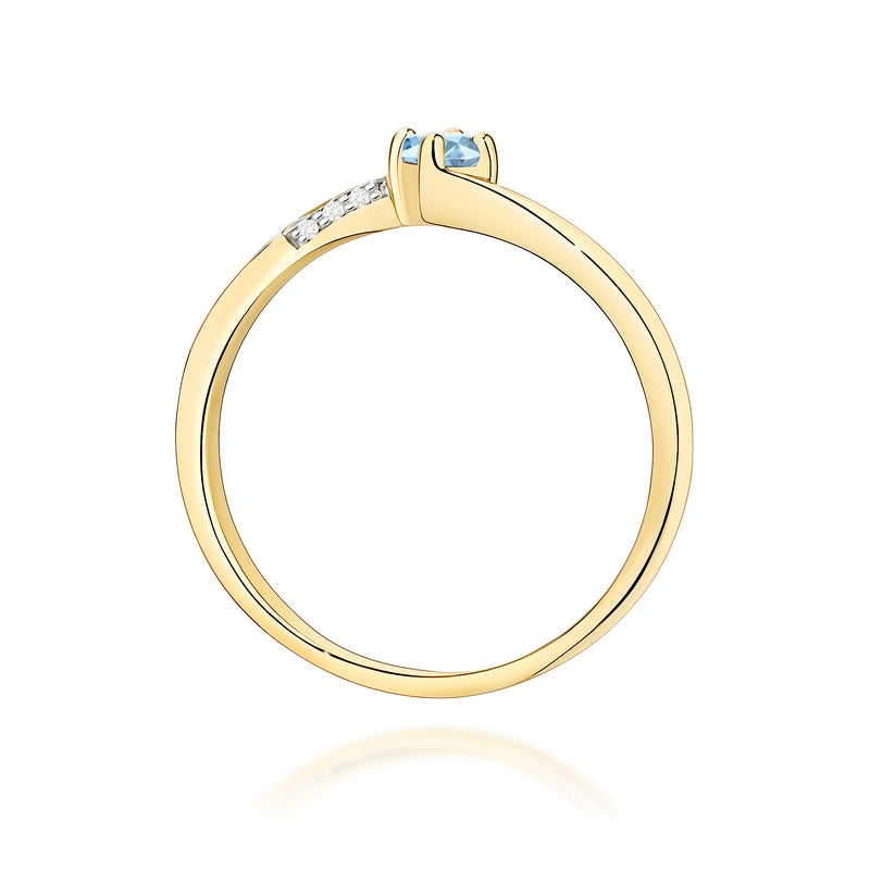 Inel Aur 9K cu Diamante Albastre de Laborator 0.19 ct, imaginea 3 din 8