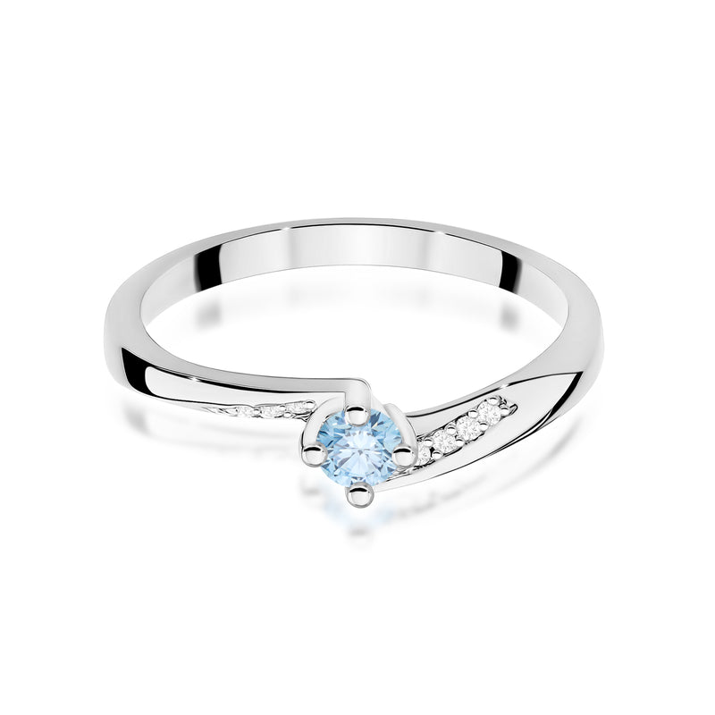 Inel Aur 9K cu Diamante Albastre de Laborator 0.19 ct, imaginea 6 din 8