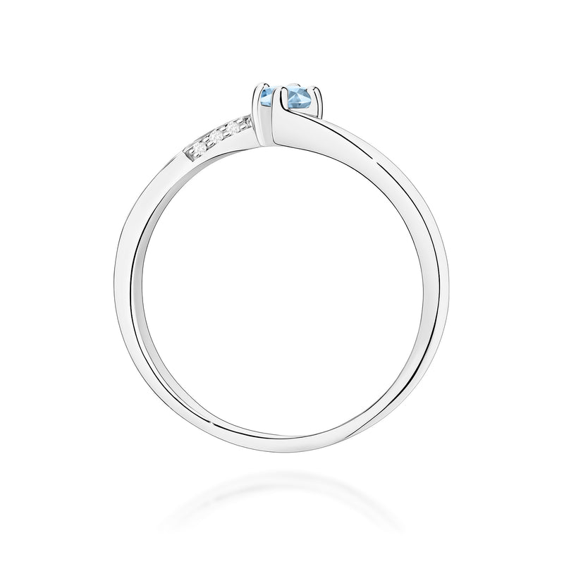 Inel Aur 9K cu Diamante Albastre de Laborator 0.19 ct, imaginea 7 din 8