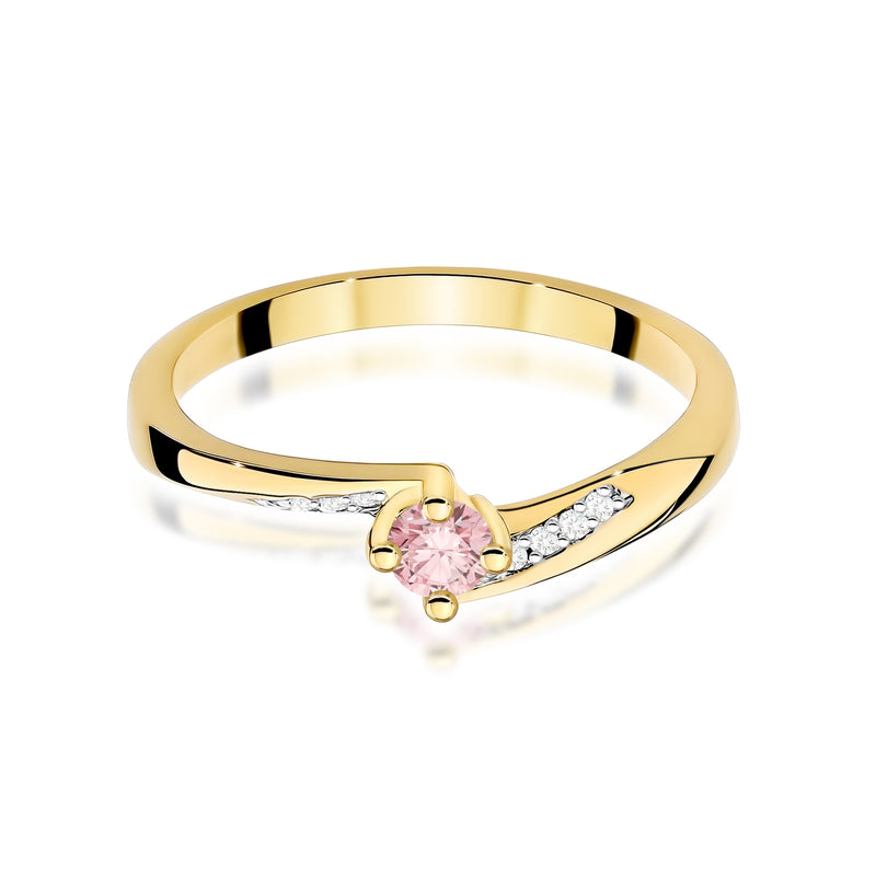 Inel Aur 9K cu Diamante Roz de Laborator 0.19 ct, imaginea 2 din 8