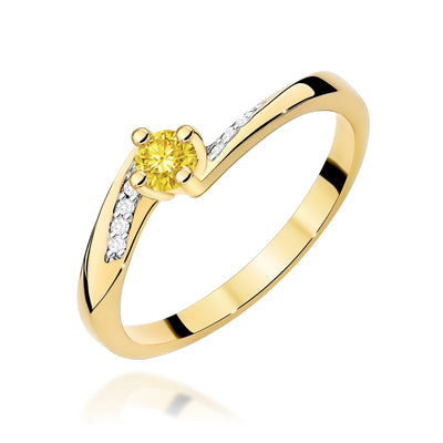 Inel Aur 9K cu Diamante Galbene de Laborator 0.19 ct