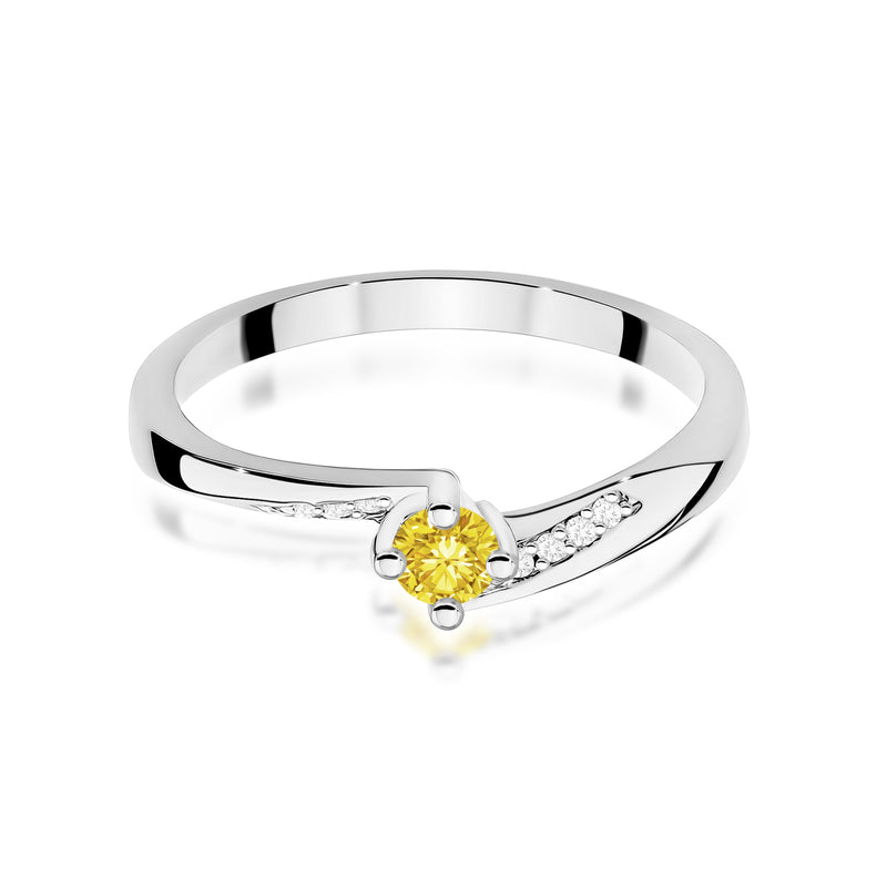 Inel Aur 9K cu Diamante Galbene de Laborator 0.19 ct, imaginea 6 din 8