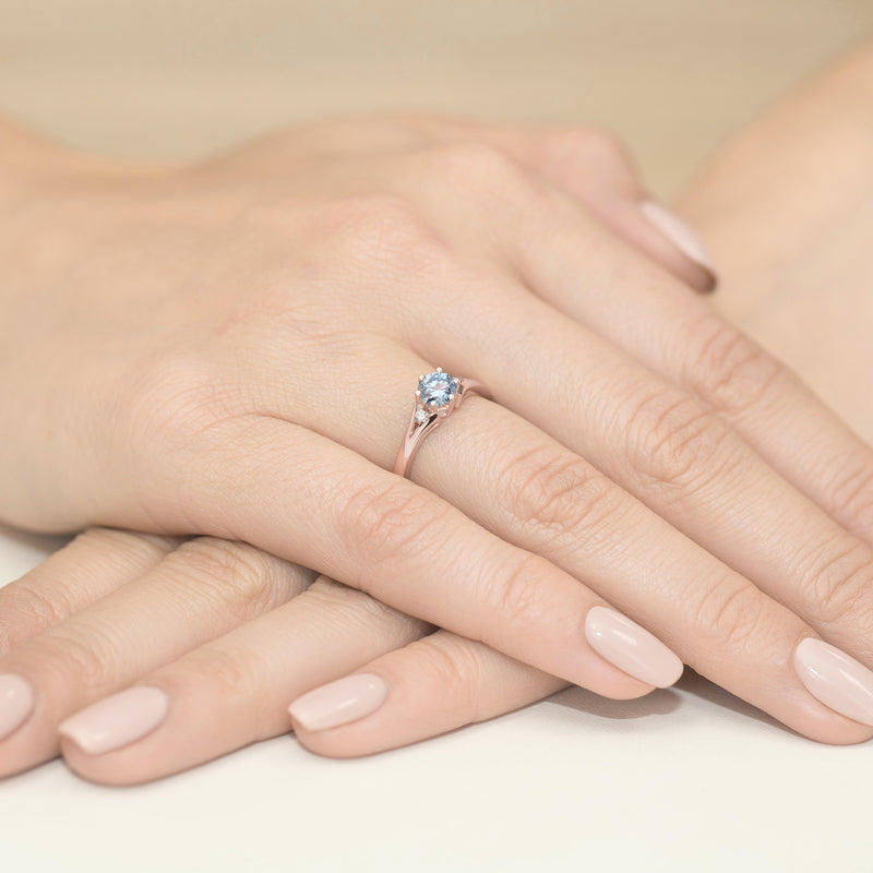 Inel Aur 14K cu Diamante Albastre de Laborator 0.53 ct, imaginea 8 din 12