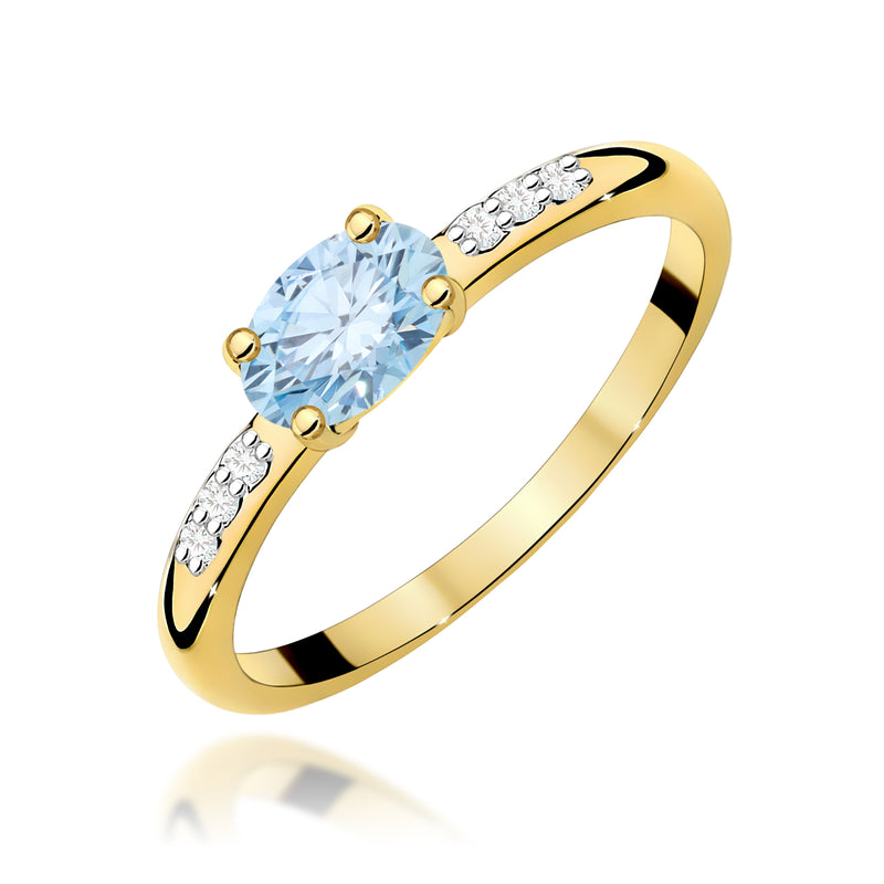 Inel Aur 14K cu Diamante Albastre de Laborator 0.53 ct — Aur galben