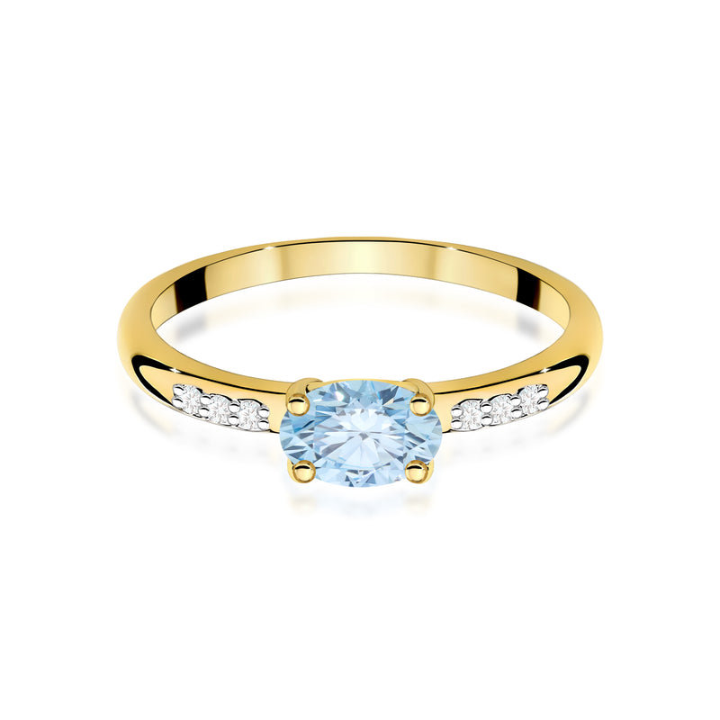 Inel Aur 14K cu Diamante Albastre de Laborator 0.53 ct, imaginea 2 din 12