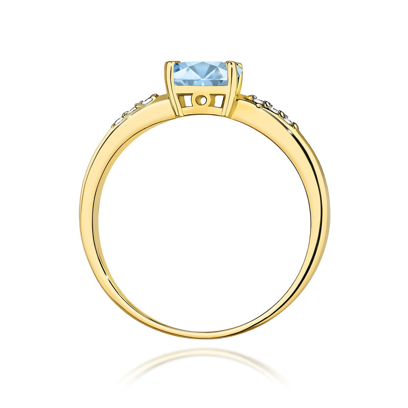 Inel Aur 14K cu Diamante Albastre de Laborator 0.53 ct, imaginea 3 din 12