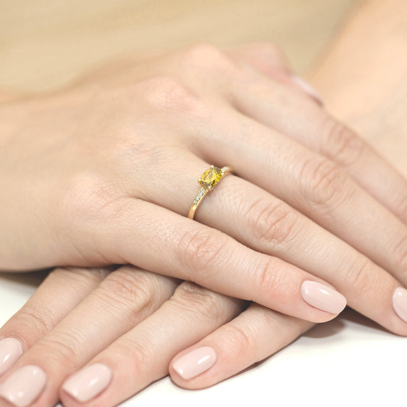Inel Aur 14K cu Diamante Galbene de Laborator 0.53 ct, imaginea 4 din 12