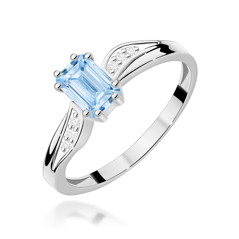 Inel Aur 14K cu Diamante Albastre de Laborator 0.53 ct, imaginea 9 din 12
