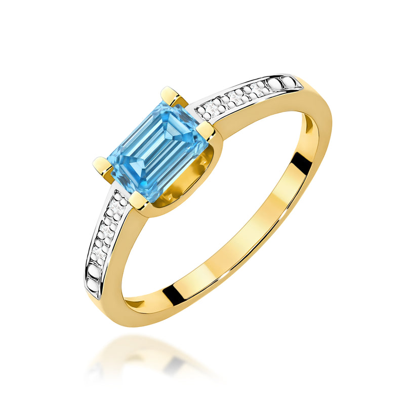 Inel Aur 14K cu Diamante Albastre de Laborator 0.53 ct — Aur galben