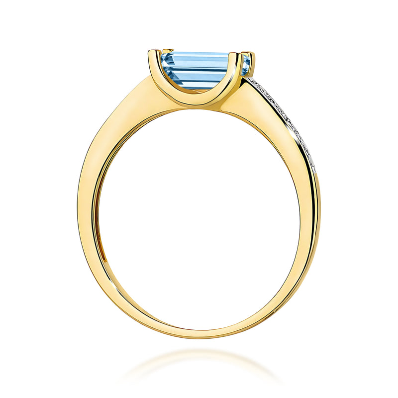 Inel Aur 14K cu Diamante Albastre de Laborator 0.53 ct, imaginea 3 din 12