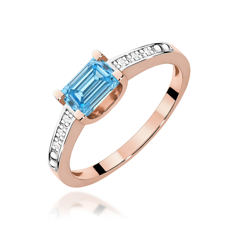 Inel Aur 14K cu Diamante Albastre de Laborator 0.53 ct, imaginea 5 din 12