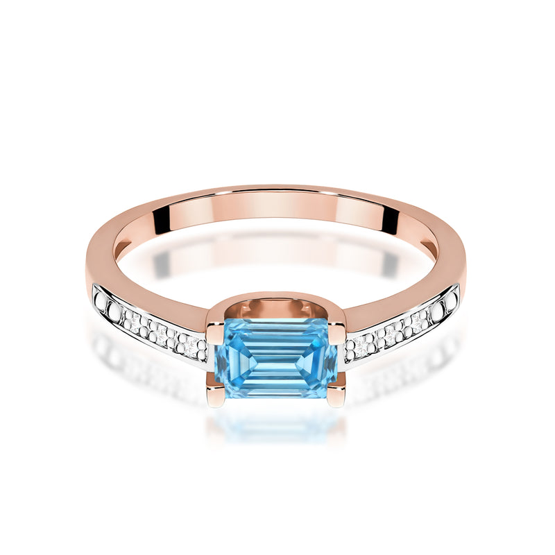 Inel Aur 14K cu Diamante Albastre de Laborator 0.53 ct, imaginea 6 din 12