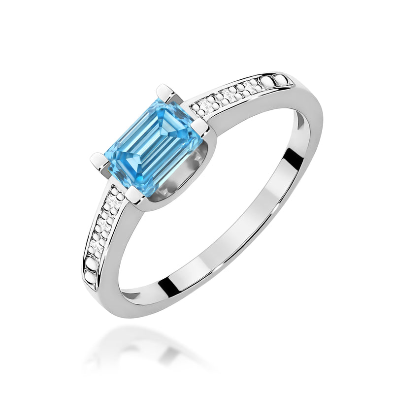 Inel Aur 14K cu Diamante Albastre de Laborator 0.53 ct, imaginea 9 din 12