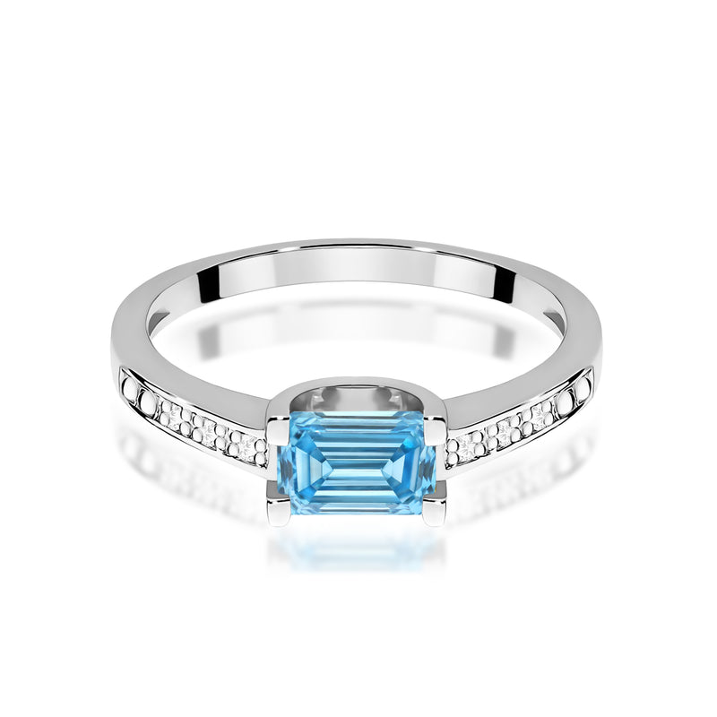 Inel Aur 14K cu Diamante Albastre de Laborator 0.53 ct, imaginea 10 din 12