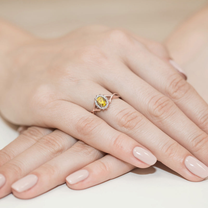 Inel Aur 14K cu Diamante Galbene de Laborator 0.62 ct, imaginea 8 din 12