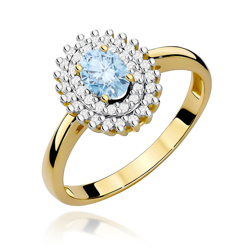 Inel Aur 14K cu Diamante Albastre de Laborator 0.70 ct — Aur galben