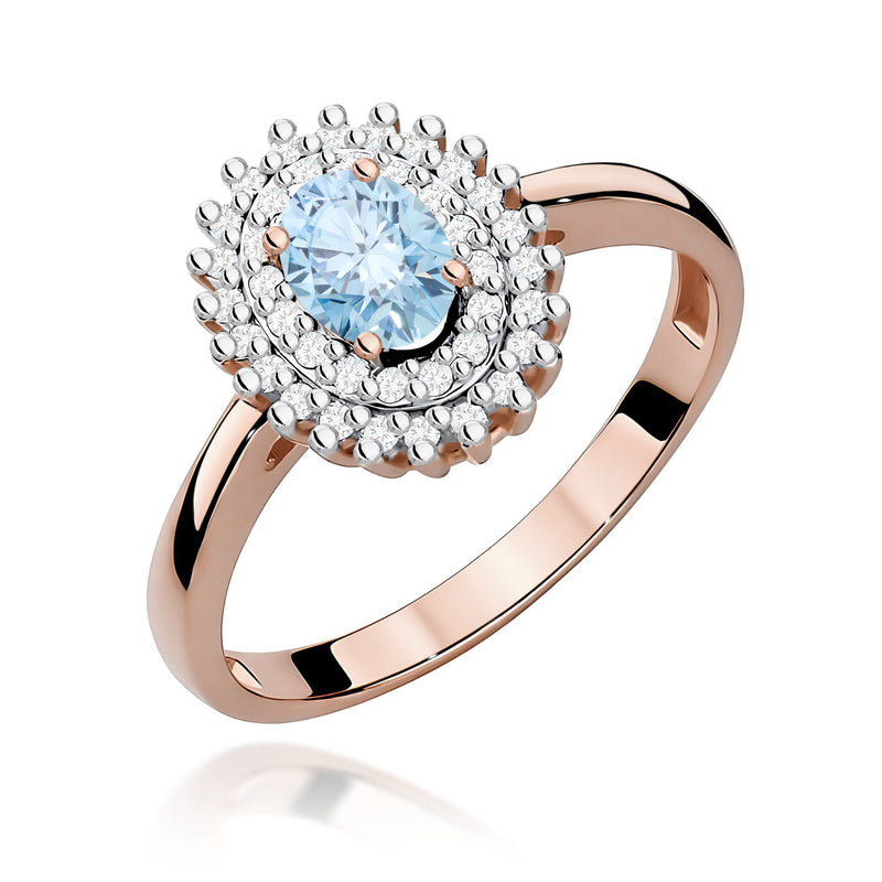 Inel Aur 14K cu Diamante Albastre de Laborator 0.70 ct, imaginea 5 din 12