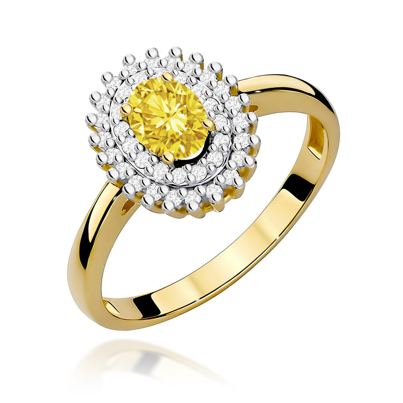 Inel Aur 14K cu Diamante Galbene de Laborator 0.70 ct — Aur galben