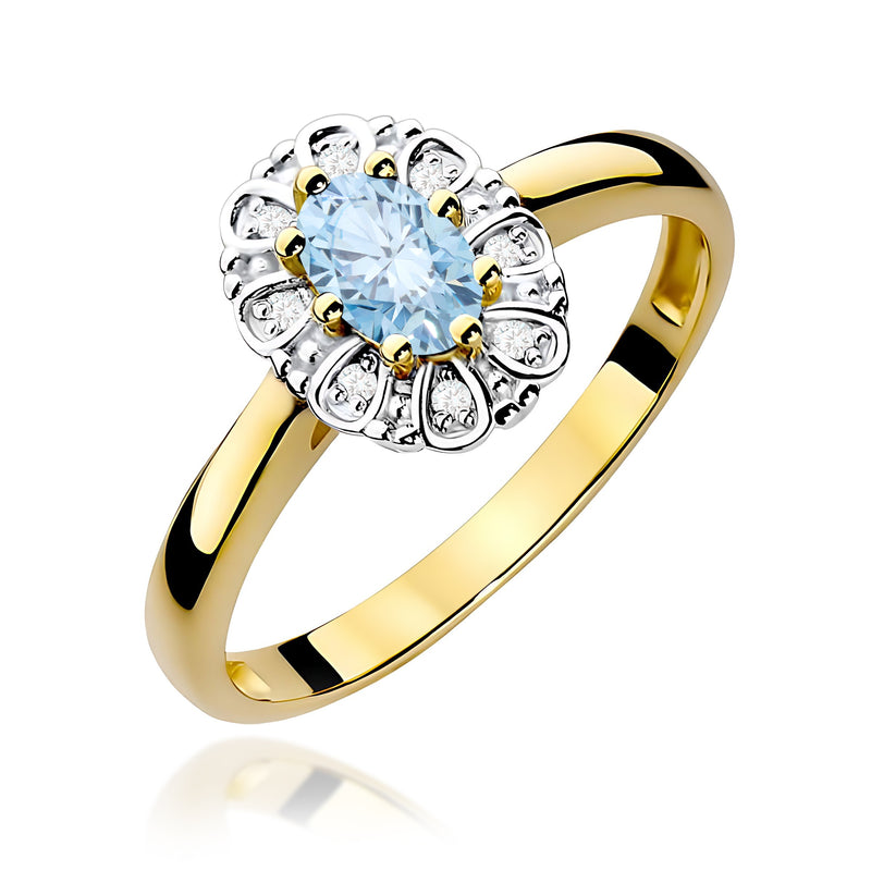 Inel Aur 14K cu Diamante Albastre de Laborator 0.57 ct — Aur galben