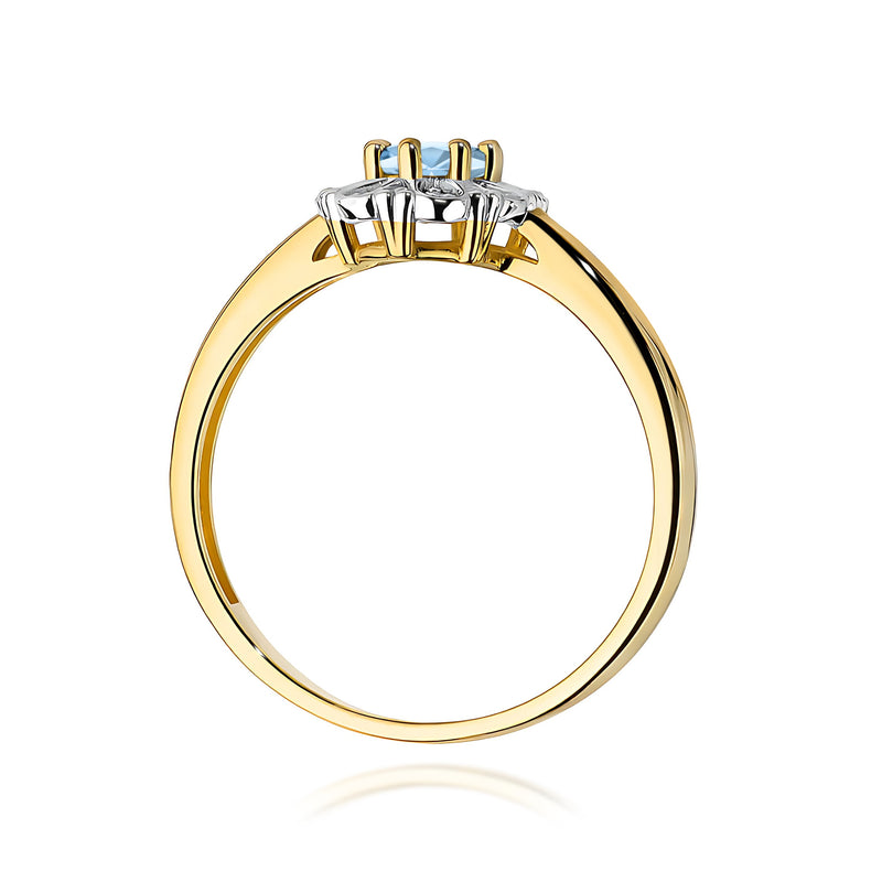 Inel Aur 14K cu Diamante Albastre de Laborator 0.57 ct, imaginea 3 din 12