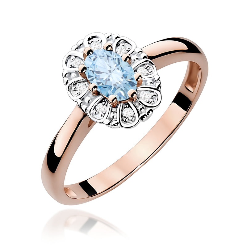 Inel Aur 14K cu Diamante Albastre de Laborator 0.57 ct, imaginea 5 din 12