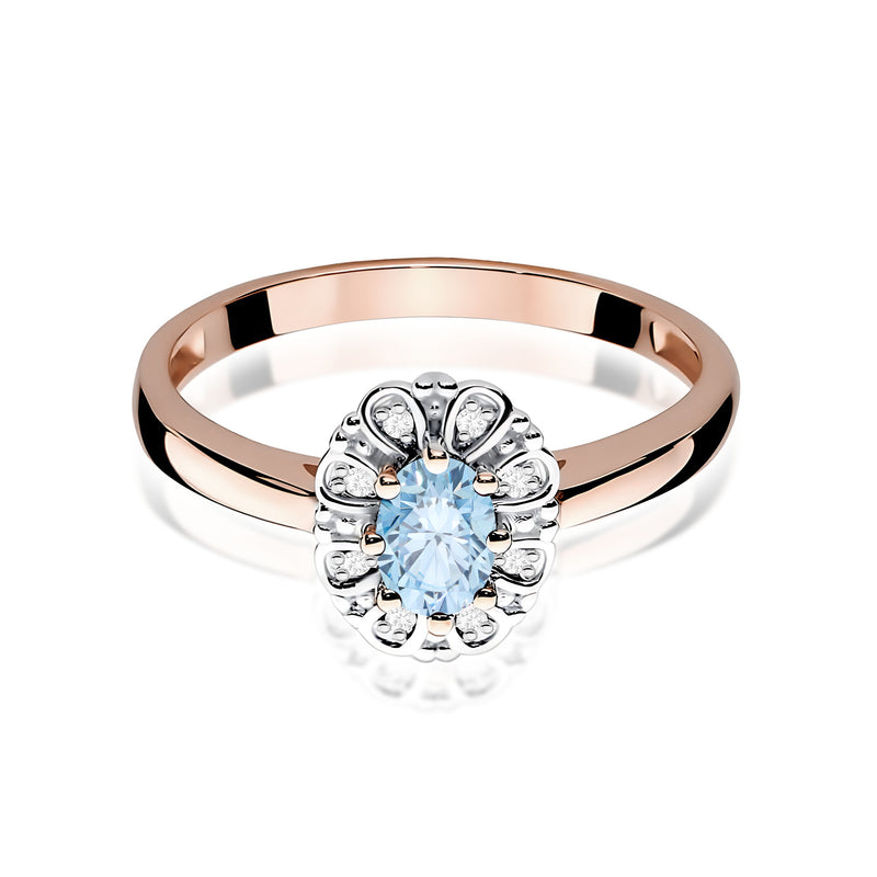 Inel Aur 14K cu Diamante Albastre de Laborator 0.57 ct, imaginea 6 din 12