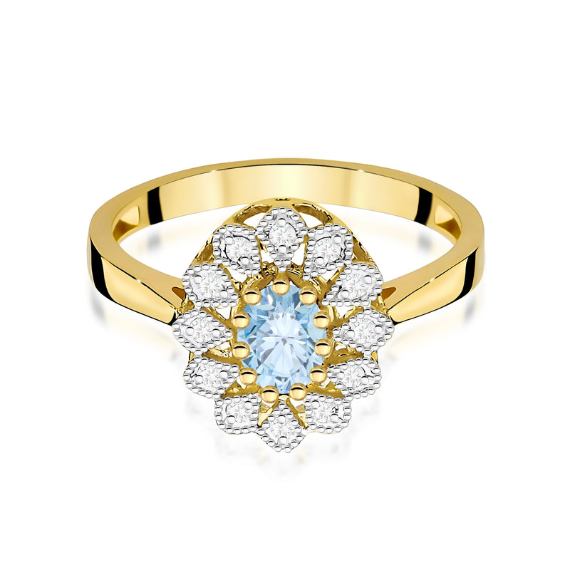 Inel Aur 14K cu Diamante Albastre de Laborator 0.60 ct, imaginea 2 din 12