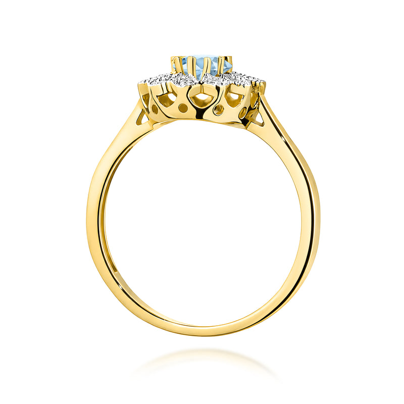 Inel Aur 14K cu Diamante Albastre de Laborator 0.60 ct, imaginea 3 din 12