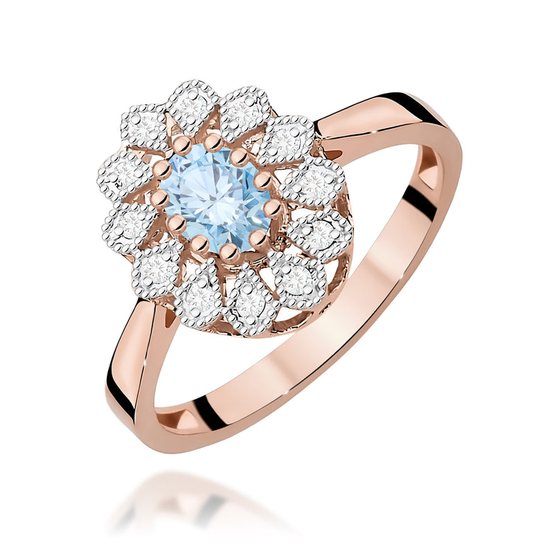 Inel Aur 14K cu Diamante Albastre de Laborator 0.60 ct, imaginea 5 din 12
