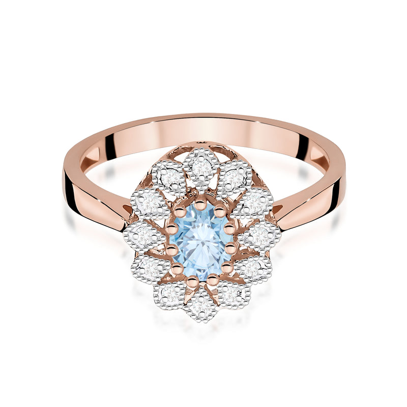 Inel Aur 14K cu Diamante Albastre de Laborator 0.60 ct, imaginea 6 din 12