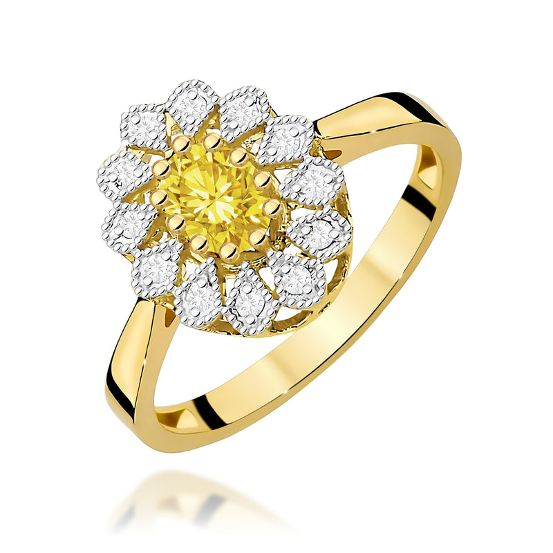 Inel Aur 14K cu Diamante Galbene de Laborator 0.60 ct — Aur galben