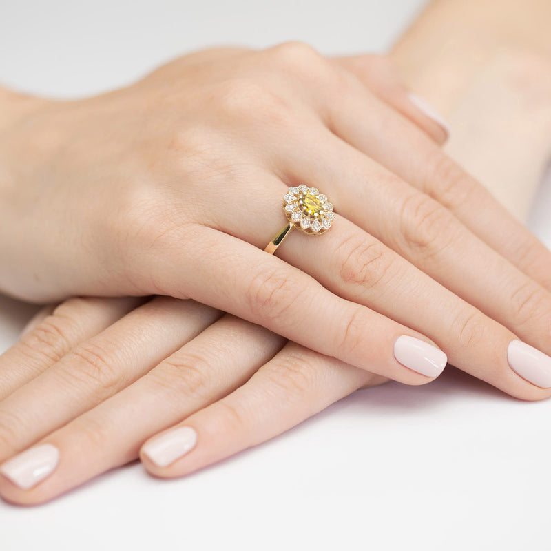 Inel Aur 14K cu Diamante Galbene de Laborator 0.60 ct, imaginea 4 din 12