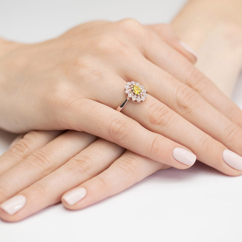Inel Aur 14K cu Diamante Galbene de Laborator 0.60 ct, imaginea 8 din 12