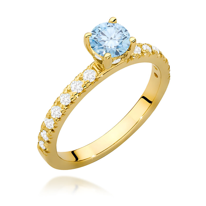Inel Aur 14K cu Diamante Albastre de Laborator 0.74 ct — Aur galben