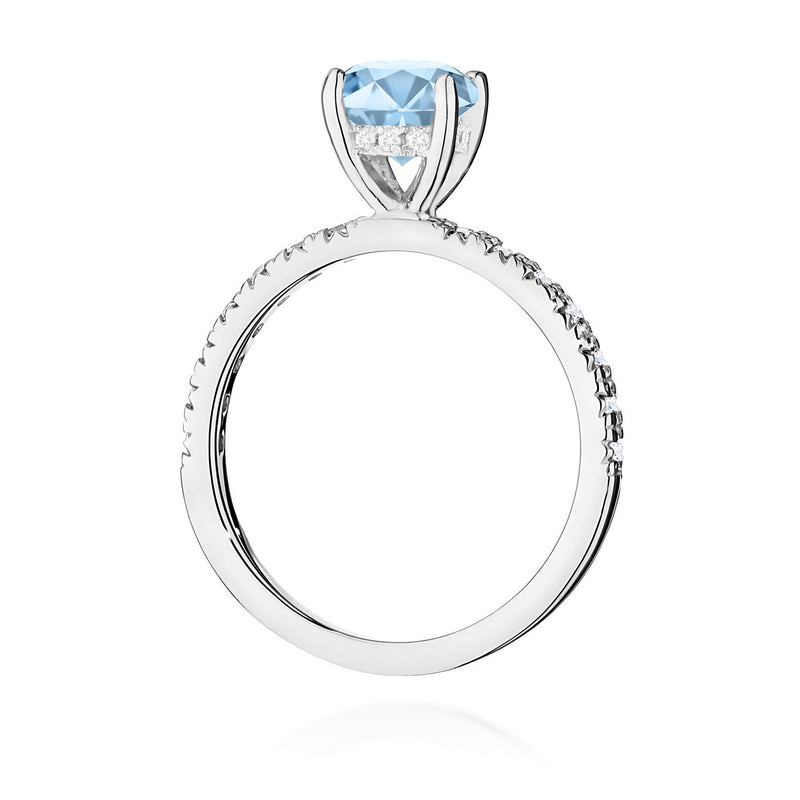 Inel Aur 14K cu Diamante Albastre de Laborator 1.26 ct, imaginea 11 din 12