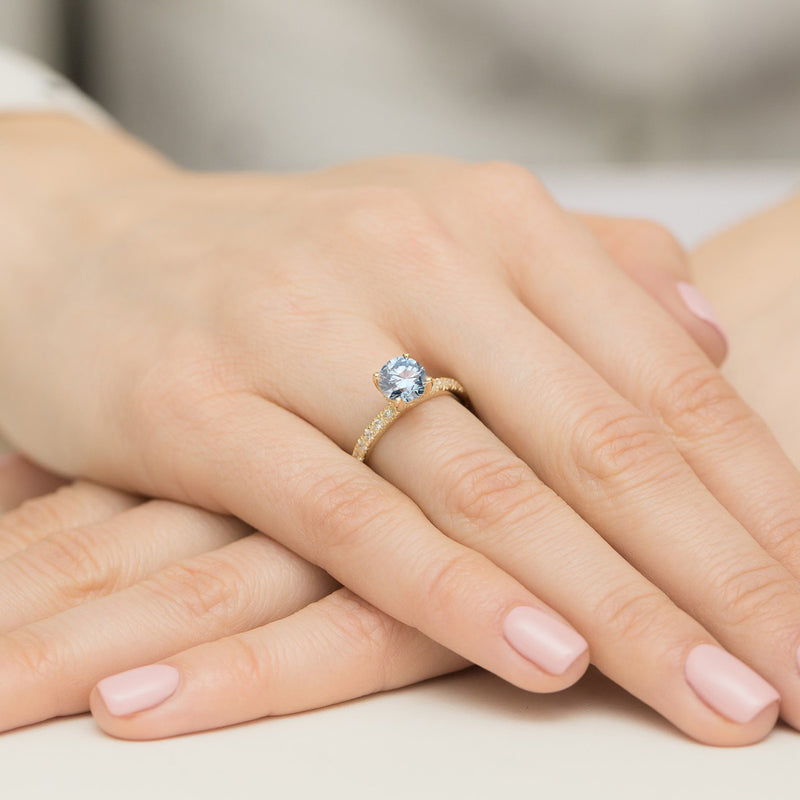 Inel Aur 14K cu Diamante Albastre de Laborator 1.26 ct, imaginea 4 din 12