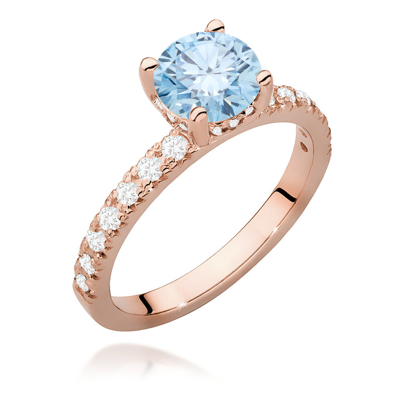 Inel Aur 14K cu Diamante Albastre de Laborator 1.26 ct, imaginea 5 din 12