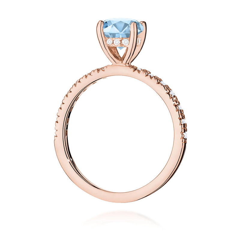 Inel Aur 14K cu Diamante Albastre de Laborator 1.26 ct, imaginea 7 din 12