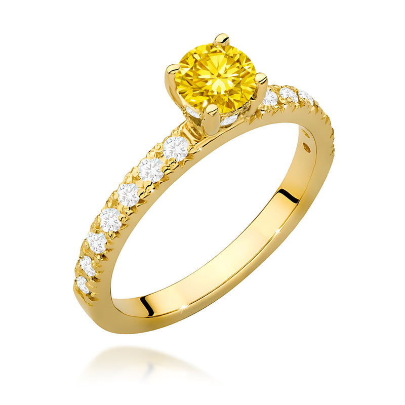 Inel Aur 14K cu Diamante Galbene de Laborator 0.74 ct — Aur galben