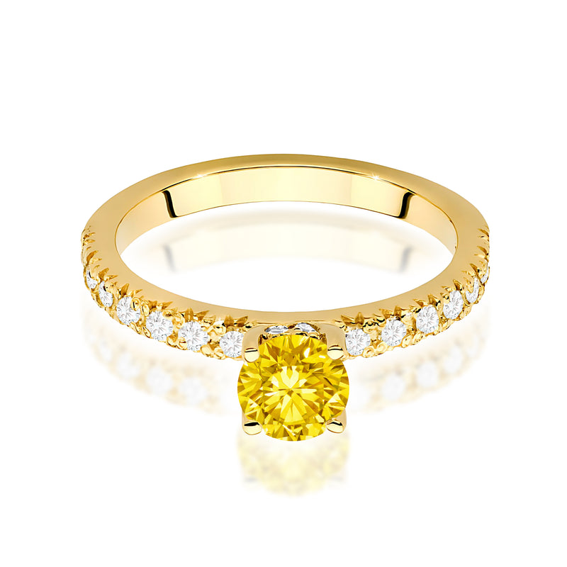 Inel Aur 14K cu Diamante Galbene de Laborator 0.74 ct, imaginea 2 din 12