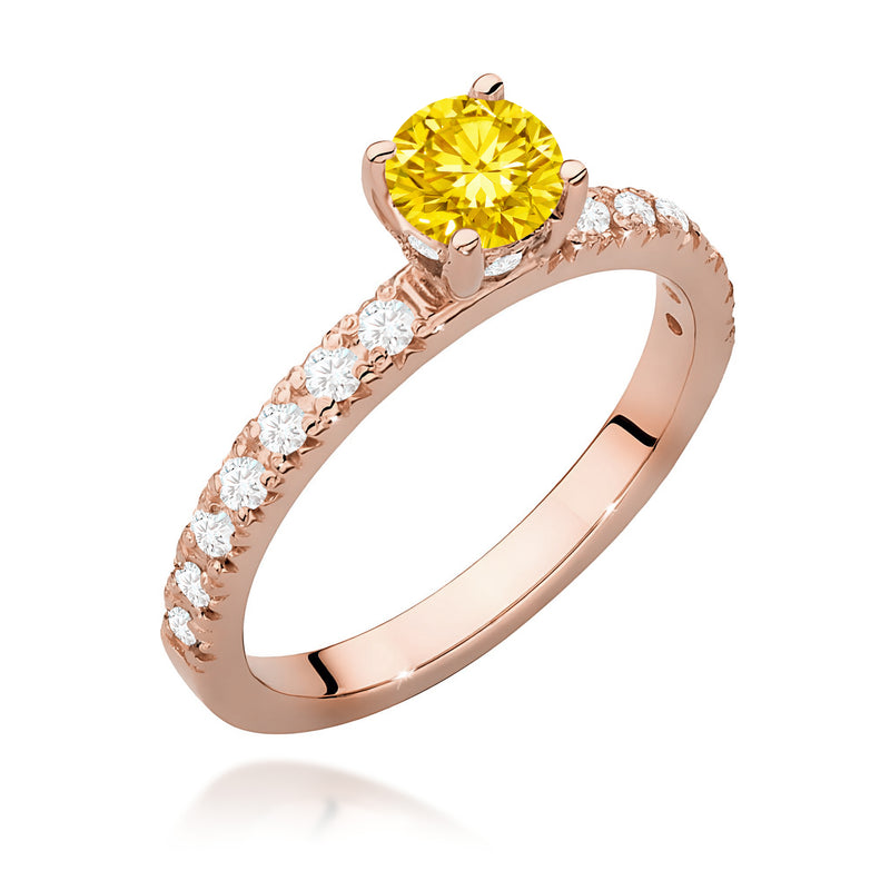 Inel Aur 14K cu Diamante Galbene de Laborator 0.74 ct, imaginea 5 din 12