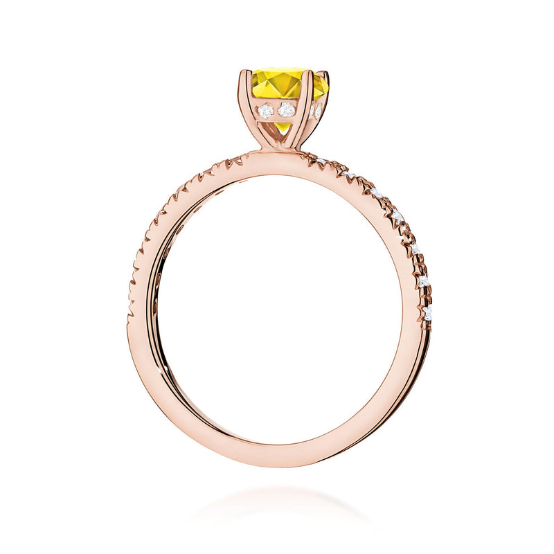 Inel Aur 14K cu Diamante Galbene de Laborator 0.74 ct, imaginea 7 din 12