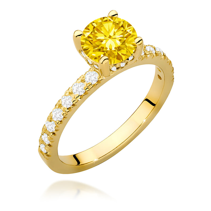 Inel Aur 14K cu Diamante Galbene de Laborator 1.26 ct — Aur galben